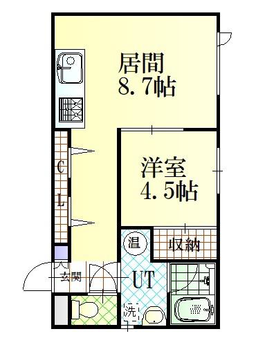 セレーノ旭町(1DK/2階)の間取り写真