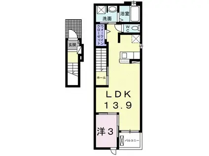 メゾンド・サンマリノ碧(1LDK/2階)の間取り写真