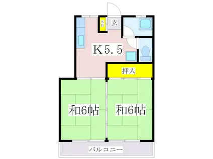 第2シティハイツ(2DK/2階)の間取り写真