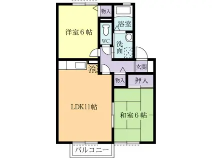 ヴェールガーデン(2LDK/2階)の間取り写真