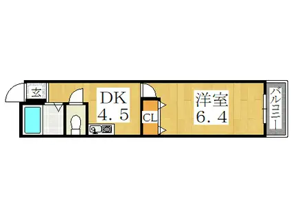 ファミーユMIYO(1DK/3階)の間取り写真