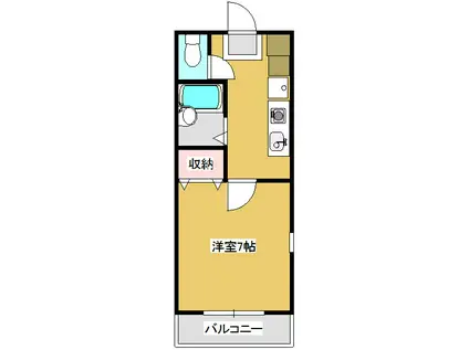 ディアス吉田(1K/1階)の間取り写真