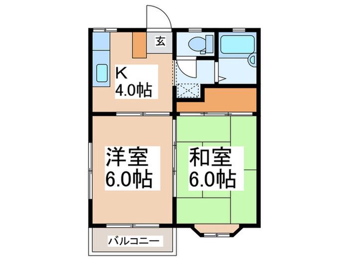 リバーサイド・グリーン(2K/2階)の間取り写真