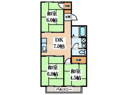 KヒルサイドテラスA棟(3DK/1階)の間取り写真