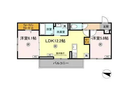 ライク・ア・パラソル(2LDK/3階)の間取り写真