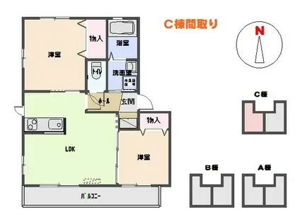 ユウ・フォーリット(2LDK/1階)の間取り写真