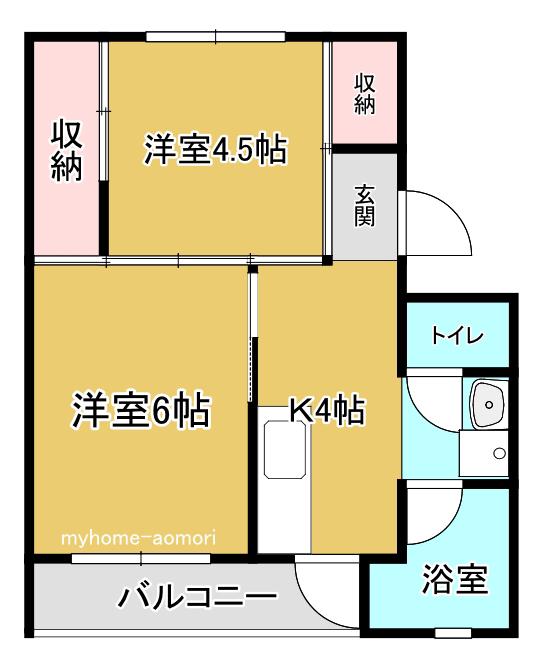 ビレッジハウス泉野 4号棟(2K/1階)の間取り写真