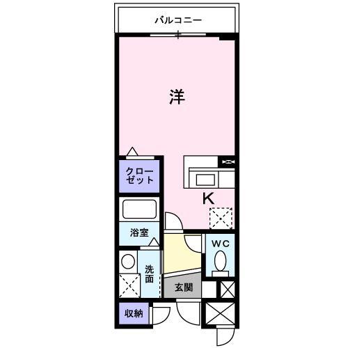 ユノディエール(ワンルーム/4階)の間取り写真