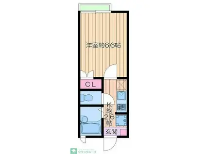 グリーンライフ目黒(1K/1階)の間取り写真