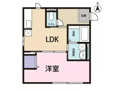 ルミエール北島II(1DK/1階)の間取り写真