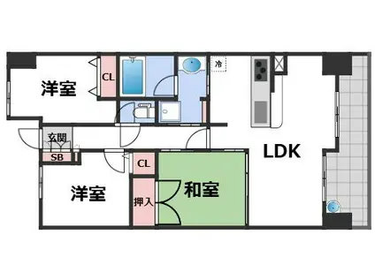レジディア都島II(3LDK/8階)の間取り写真