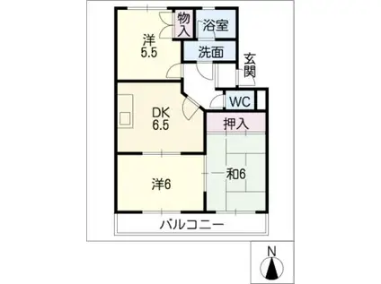 アルカン・シェル(3DK/2階)の間取り写真