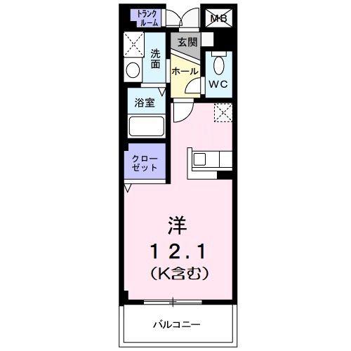 ホワイトウッド(ワンルーム/3階)の間取り写真