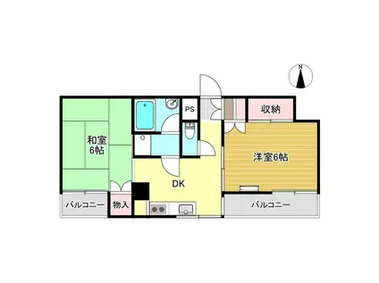 アーバンフラッツ(2DK/4階)の間取り写真