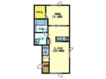 パレーシャルハッピーNO.18(1LDK/2階)の間取り写真