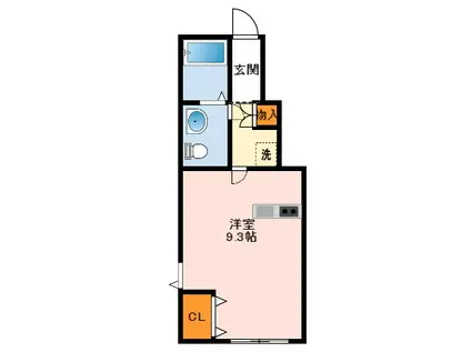 メゾン・ゆうA棟(ワンルーム/1階)の間取り写真