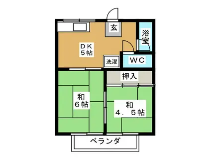 サンドエル山王(2DK/1階)の間取り写真