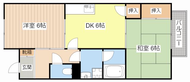 ハイツKII(2DK/2階)の間取り写真