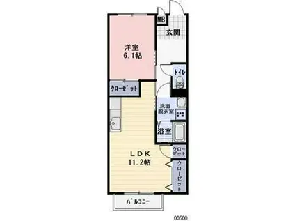 クレアいもじや(1LDK/1階)の間取り写真