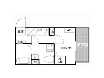 MQUARTO草加II(1K/1階)の間取り写真