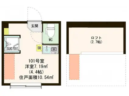 ハーモニーテラス小豆沢公園(ワンルーム/1階)の間取り写真