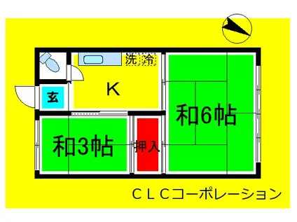 御代の台荘 A棟(2K/2階)の間取り写真