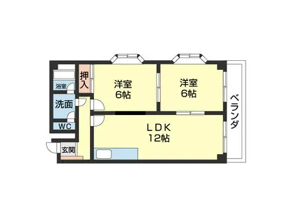 サンライト関戸(2LDK/2階)の間取り写真