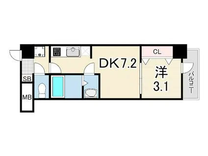 アドバンス神戸レイソレ(1DK/4階)の間取り写真