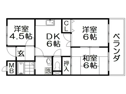 グランドヴィラ香里(3DK/4階)の間取り写真