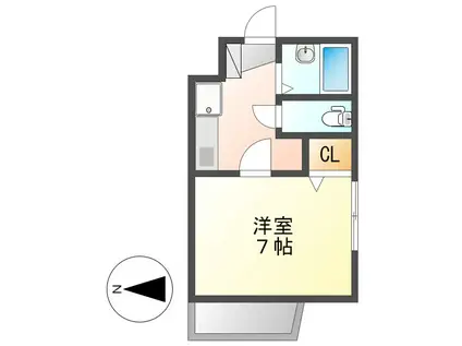ドルフ亀島III(1K/1階)の間取り写真
