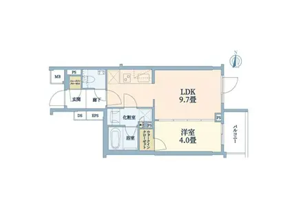 ピアース等々力レジデンス(1LDK/2階)の間取り写真