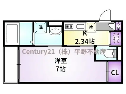 BRAVEBASE アリビオ(1K/2階)の間取り写真