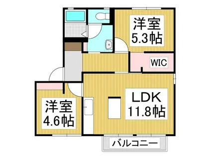 フレグランス 河原口 A棟(2LDK/2階)の間取り写真