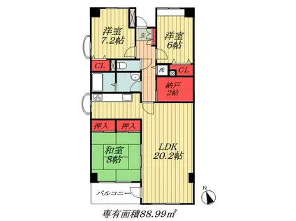 エルプレイス下総中山2(3LDK/2階)の間取り写真
