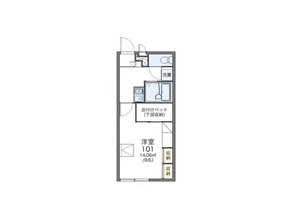 レオパレスラフィネ北町(1K/1階)の間取り写真