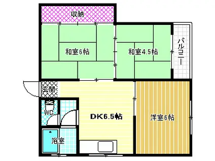 白鳥苑マンション(3DK/2階)の間取り写真