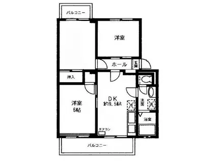 サンビレッジ清瀬C棟(3DK/1階)の間取り写真