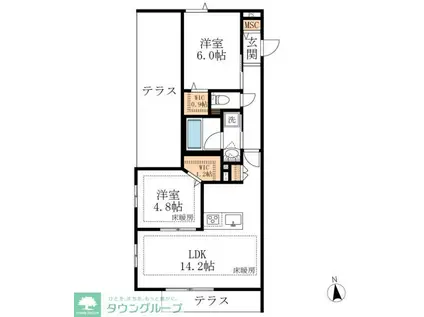 エトワールヴァリ プリミエ(2LDK/1階)の間取り写真