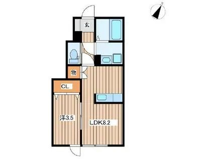 HOKUTO上田通(1LDK/1階)の間取り写真