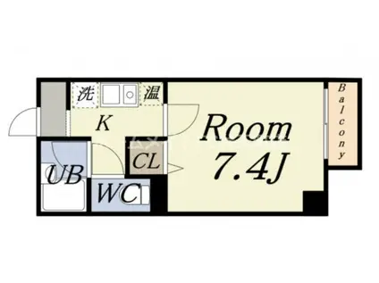 ジャストジャパンウエスト(1K/7階)の間取り写真