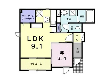 パーチェリーゼ(1LDK/1階)の間取り写真
