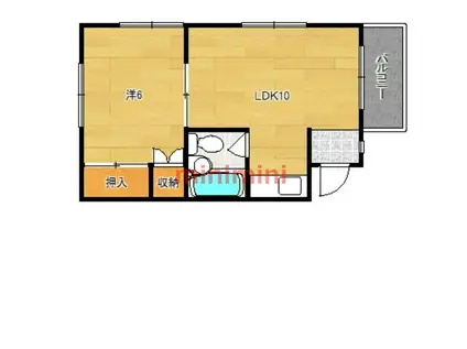 隆起ハイツ(1LDK/1階)の間取り写真