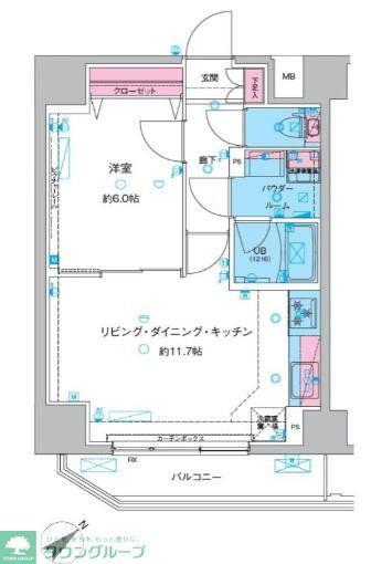 GENOVIA三ノ輪IIISKYGARDEN(1LDK/6階)の間取り写真