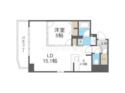 METROSA谷町六丁目サウス(1LDK/14階)の間取り写真