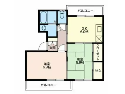 グランメール千本D(2DK/1階)の間取り写真