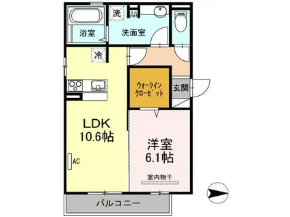 D-ROOMプエルト(1LDK/2階)の間取り写真