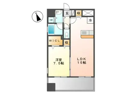 地下鉄名城線 東別院駅 徒歩7分 12階建 築19年(1LDK/5階)の間取り写真