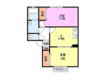 フォンテーヌ B(2K/1階)の間取り写真