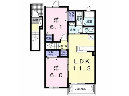 サンリット MS II(2LDK/2階)の間取り写真