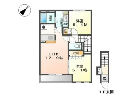 ギャレットコート(2LDK/2階)の間取り写真